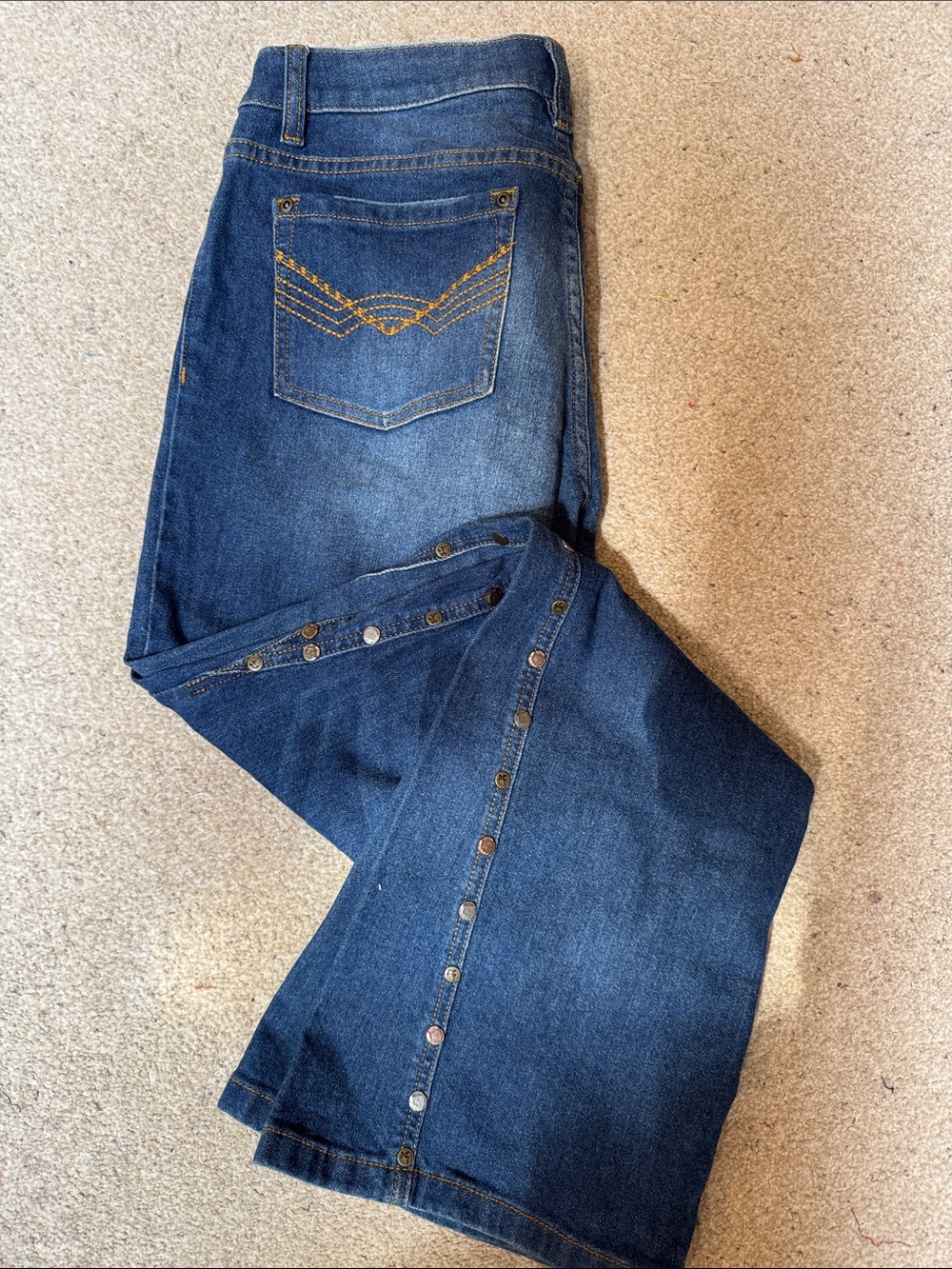 Miranda Lambert Denim Blue Flare Jeans with Side Stud Detail